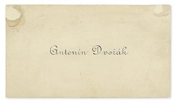 DVORÁK, ANTONÍN. Autograph Quotation, unsigned, in Czech, on the verso of his calling card: